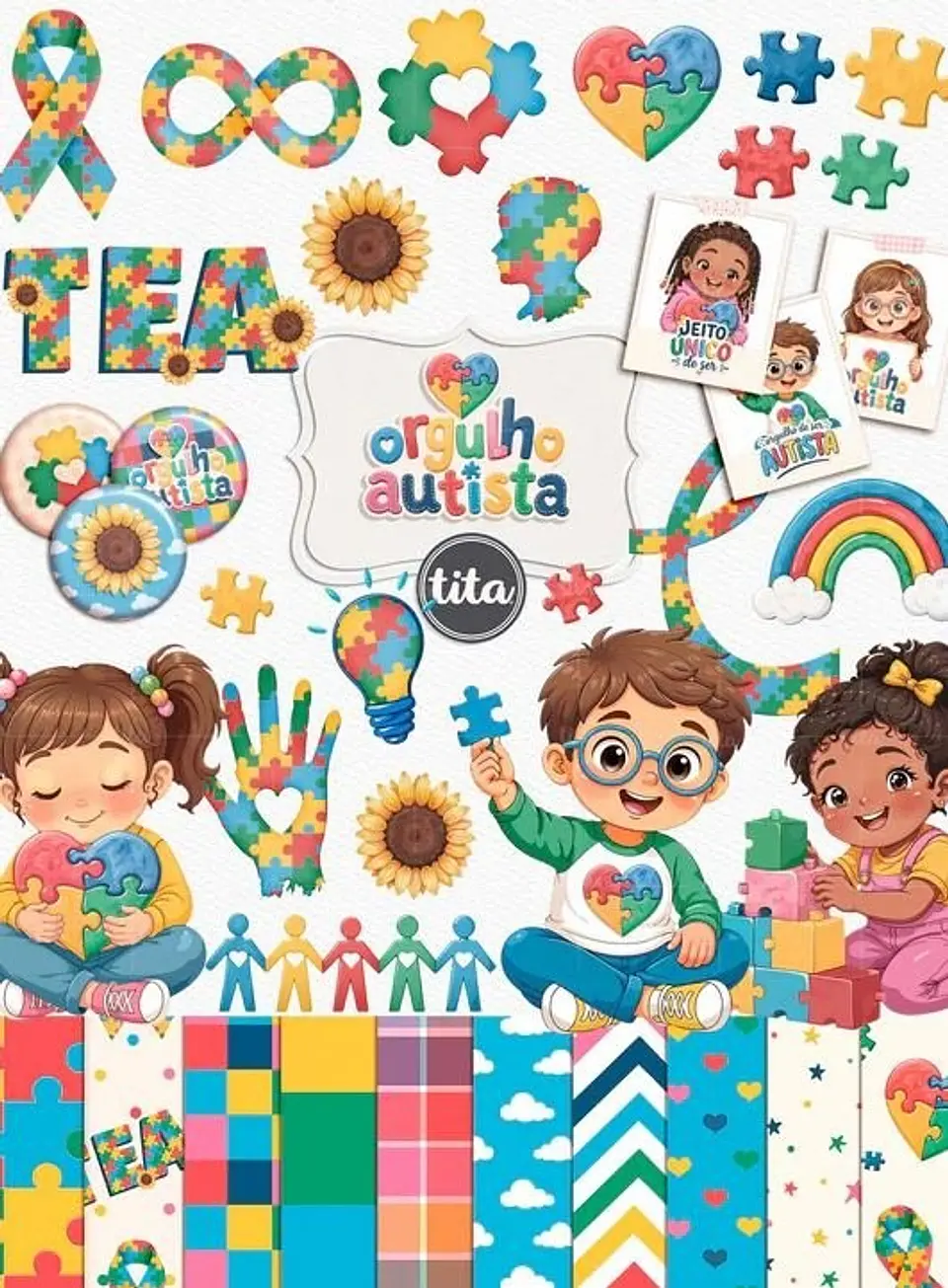 ORGULHO AUTISTA – COMBO DE ILUSTRAÇÕES E PAPÉIS 4