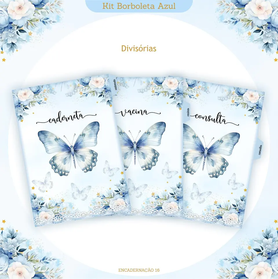 Caderneta e Kit Maternidade BORBOLETA AZUL 9