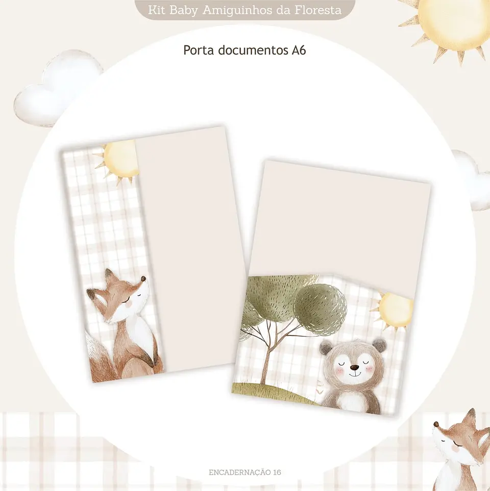 Caderneta e Kit Maternidade BICHINHOS NA FLORESTA 15