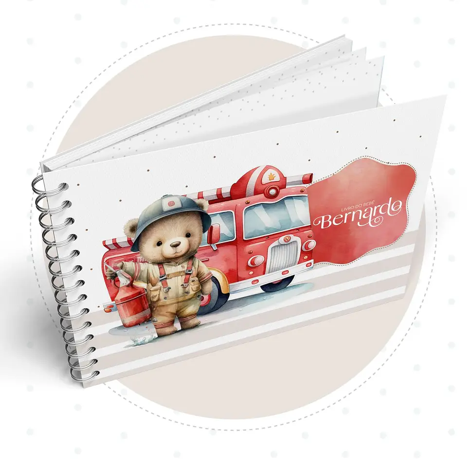 Caderneta com Livros do bebe Urso Bombeiro - Arquivo Digital 3