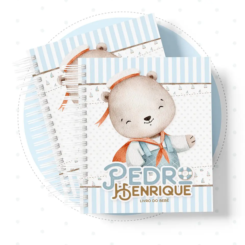 Caderneta com Livros do bebe Ursinho Marinheiro - Arquivo Digital 2