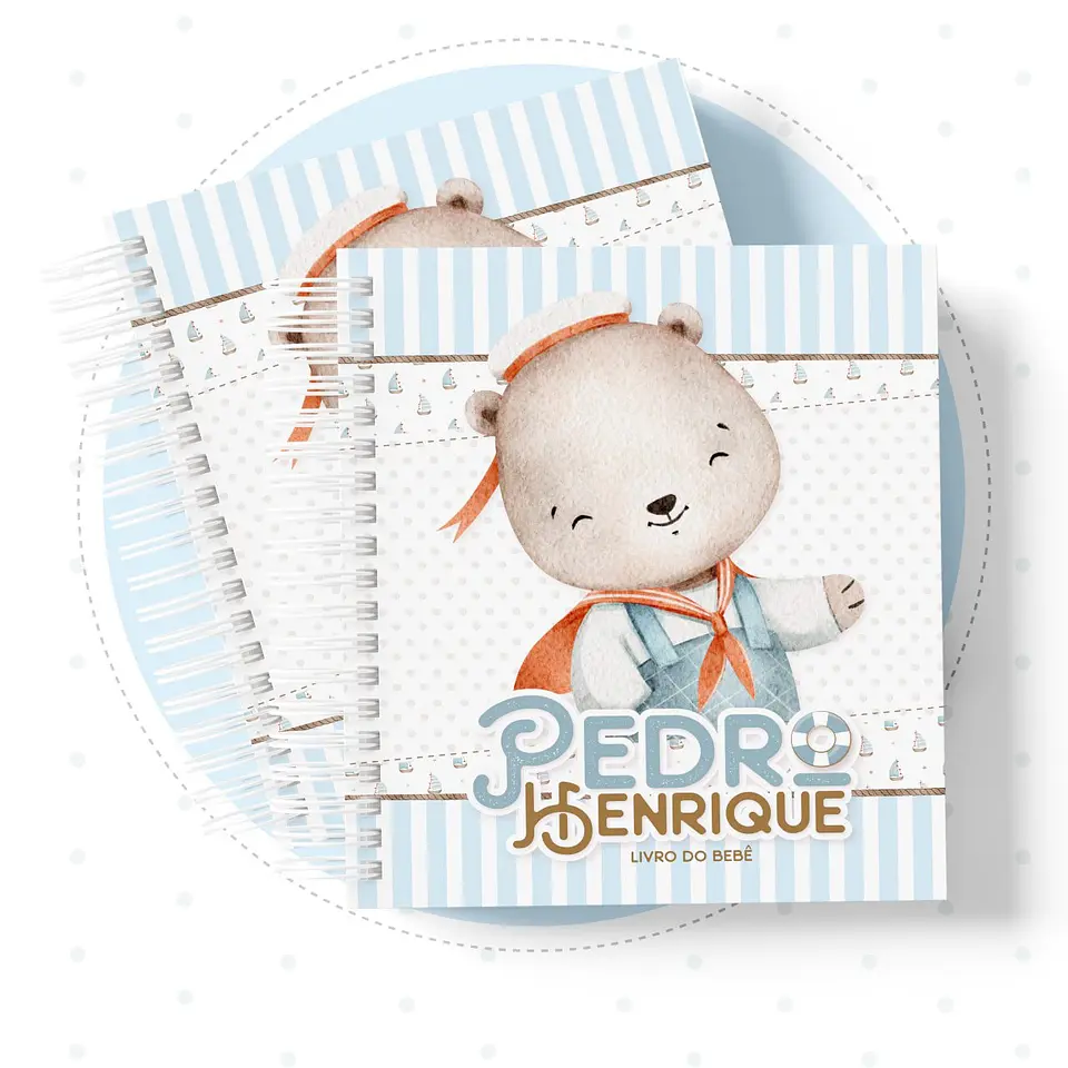 Caderneta com Livros do bebe Ursinho Marinheiro - Arquivo Digital 3