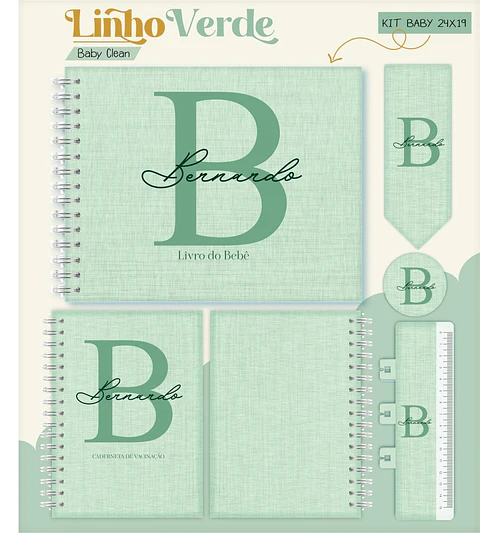 Caderneta e Livro do bebe Linho Verde - Arquivo Digital