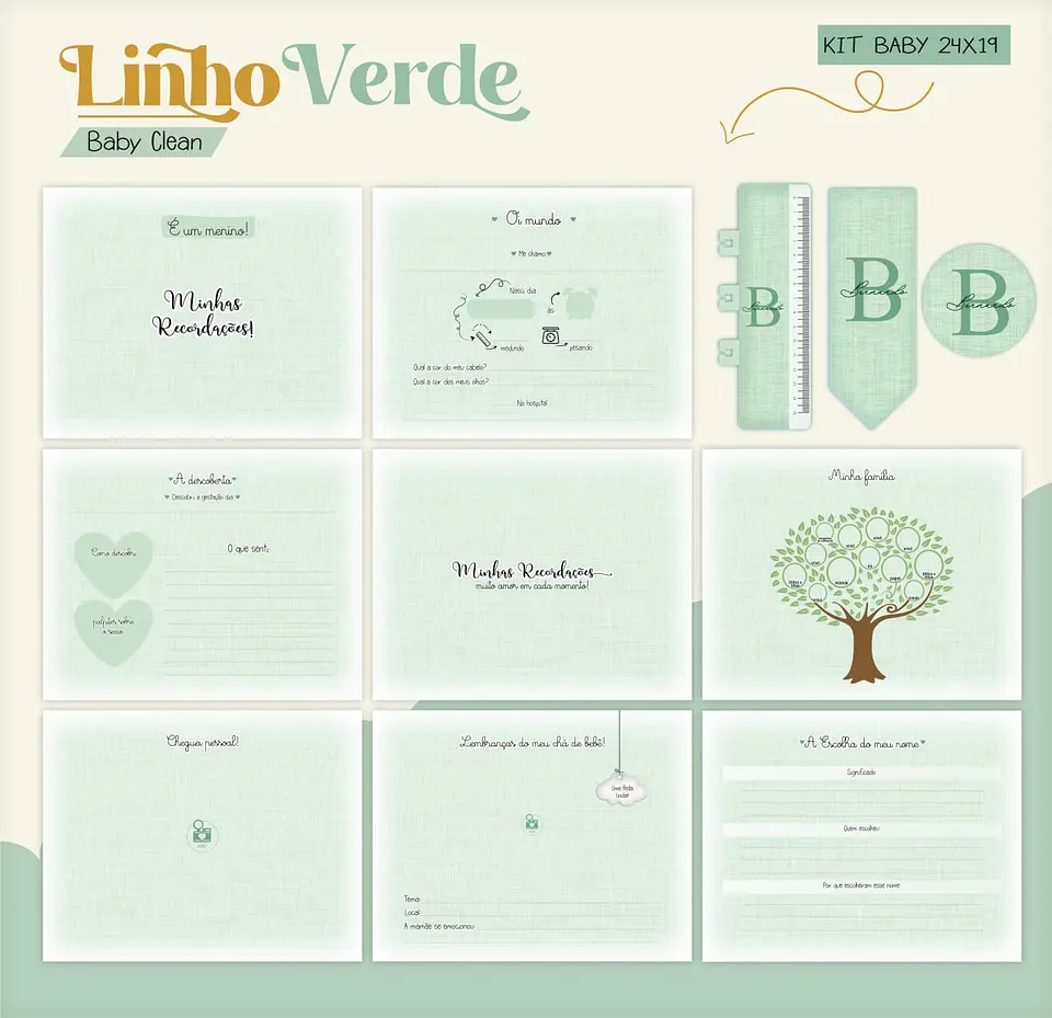 Caderneta e Livro do bebe Linho Verde - Arquivo Digital 14