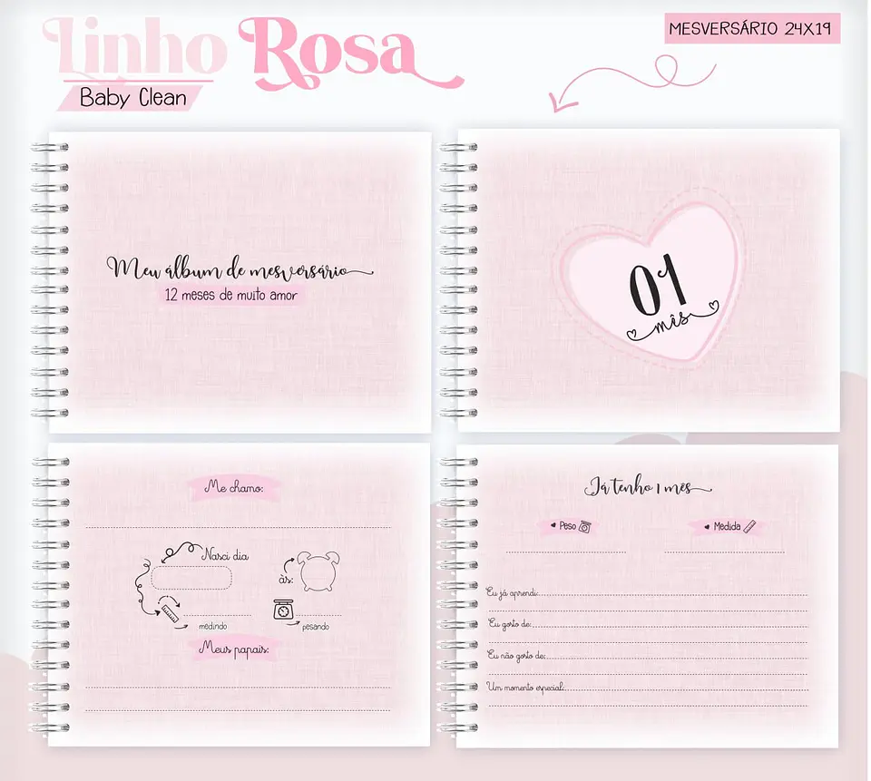 Caderneta e Livro do bebe Linho Rosa - Arquivo Digital 14