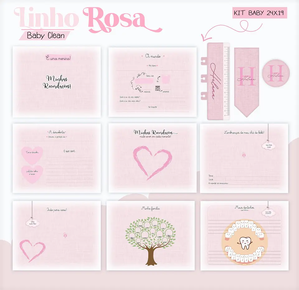 Caderneta e Livro do bebe Linho Rosa - Arquivo Digital 15