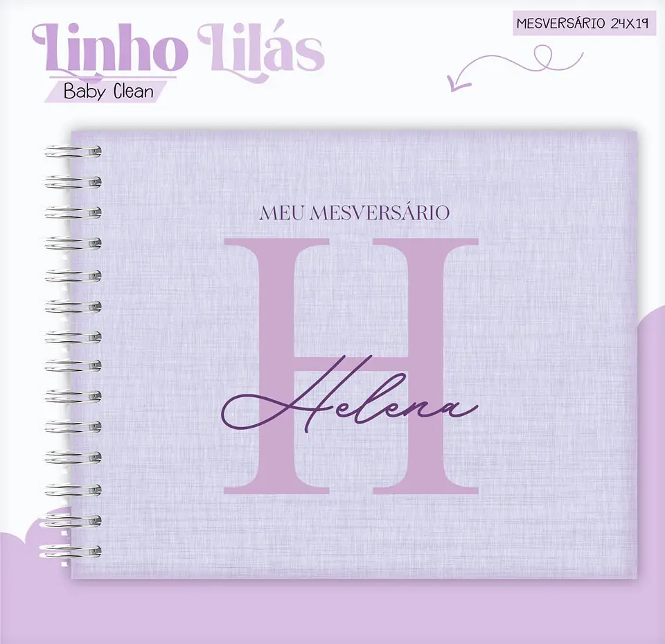 Caderneta e Livro do bebe Linho Lilás - Arquivo Digital 3