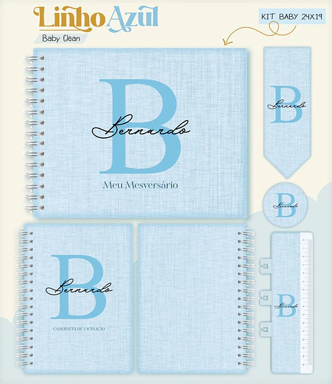 Caderneta e Livro do bebe Linho Azul - Arquivo Digital
