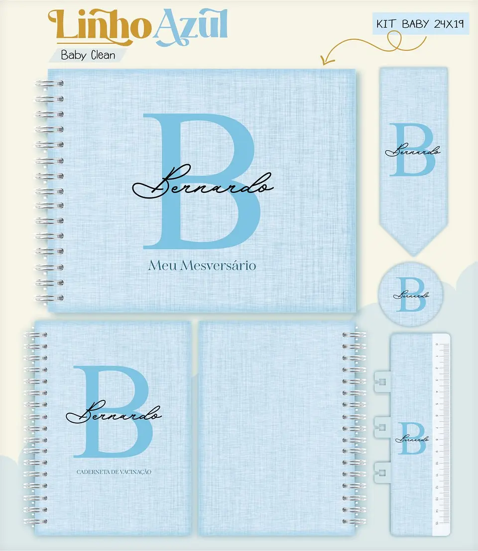 Caderneta e Livro do bebe Linho Azul - Arquivo Digital 2