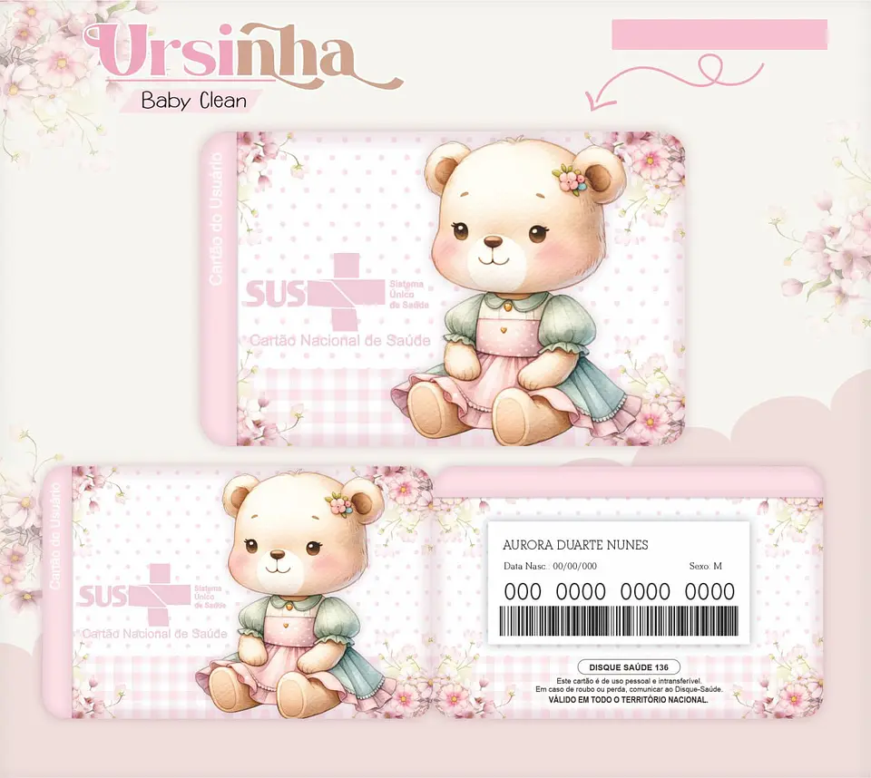 Caderneta e Livro do bebe Ursinha Baby Clean - Arquivo Digital 7