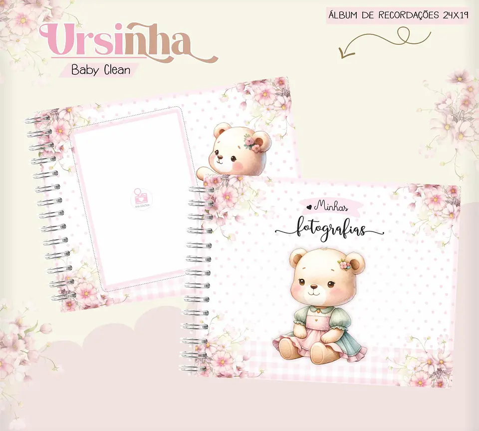 Caderneta e Livro do bebe Ursinha Baby Clean - Arquivo Digital 13