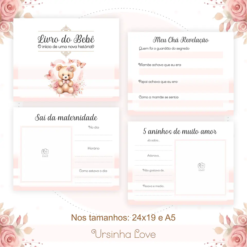 Caderneta e Livro do bebe Ursinha Love 15