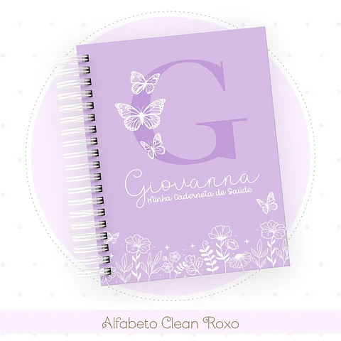 Caderneta e Livro do bebe Alfabeto Clean Borboleta Roxo