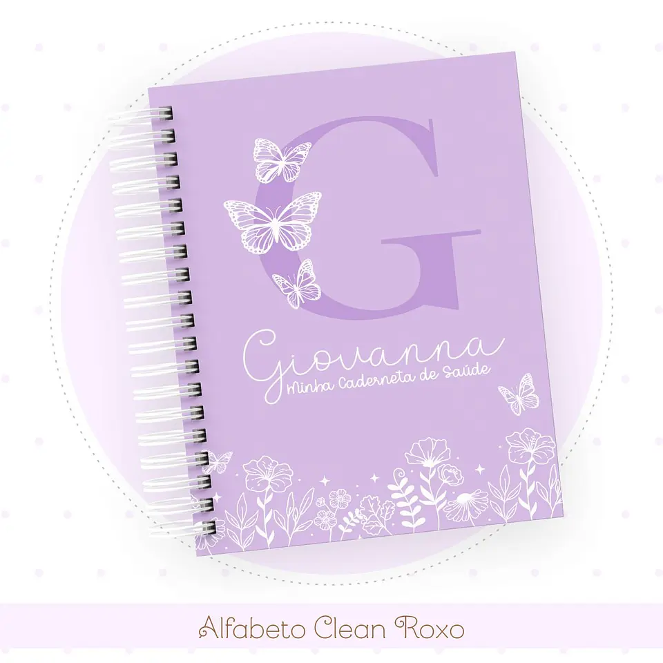 Caderneta e Livro do bebe Alfabeto Clean Borboleta Roxo 1