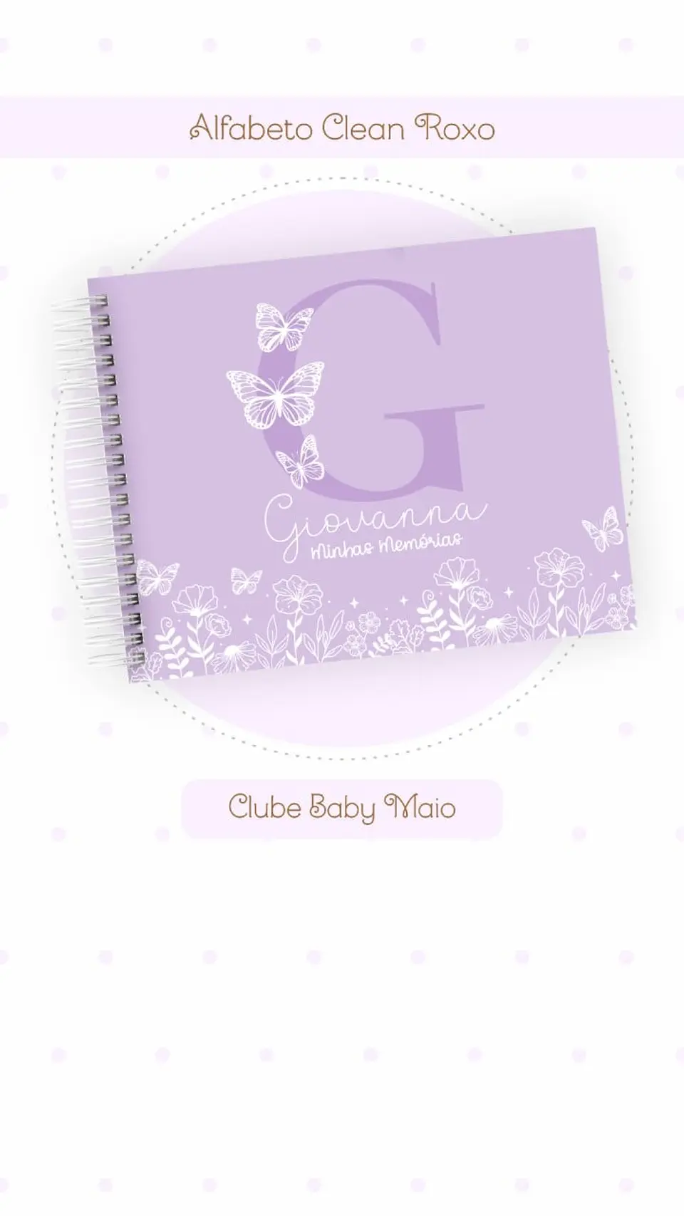 Caderneta e Livro do bebe Alfabeto Clean Borboleta Roxo 8