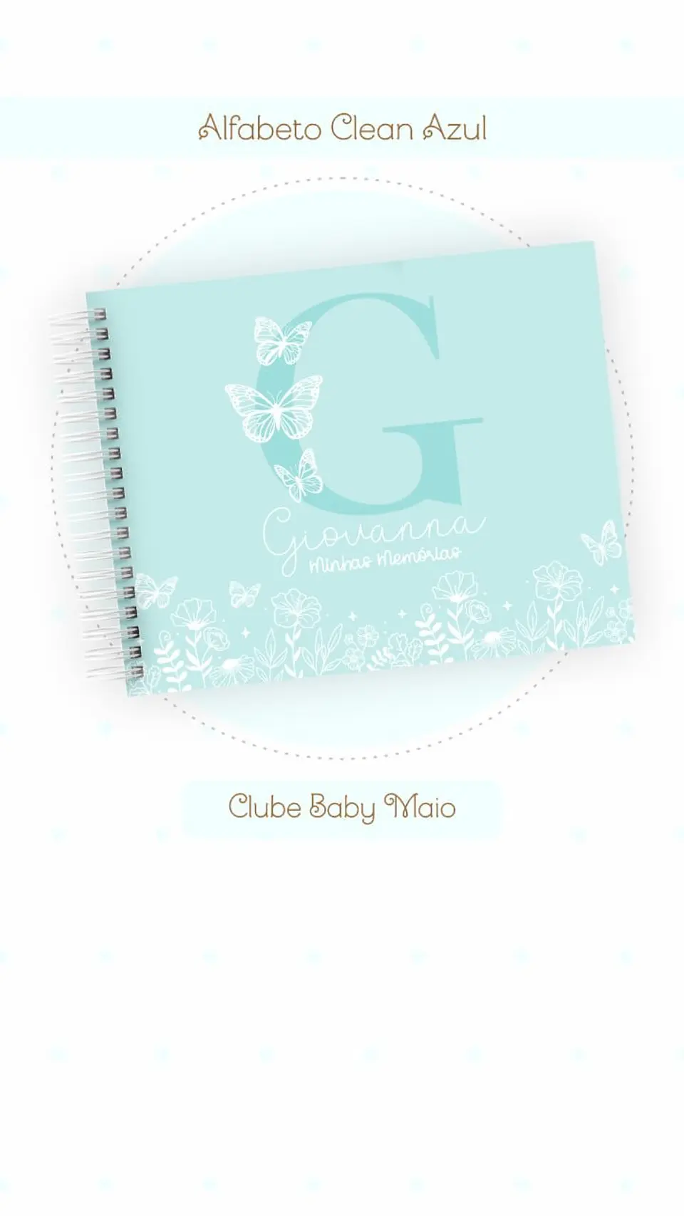 Caderneta e Livro do bebe Alfabeto Clean Borboleta Azul 12