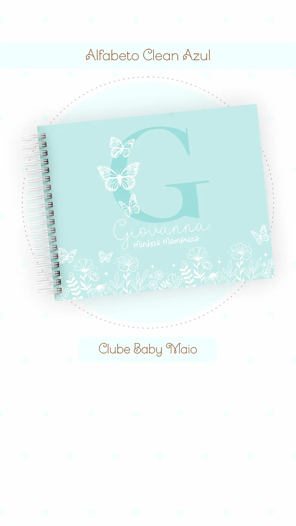 Caderneta e Livro do bebe Alfabeto Clean Borboleta Azul 15
