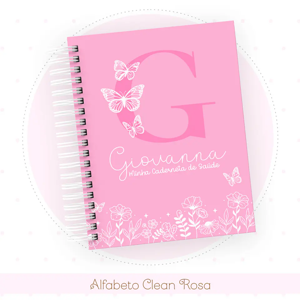 Caderneta e Livro do bebe Alfabeto Clean Borboleta Rosa 1