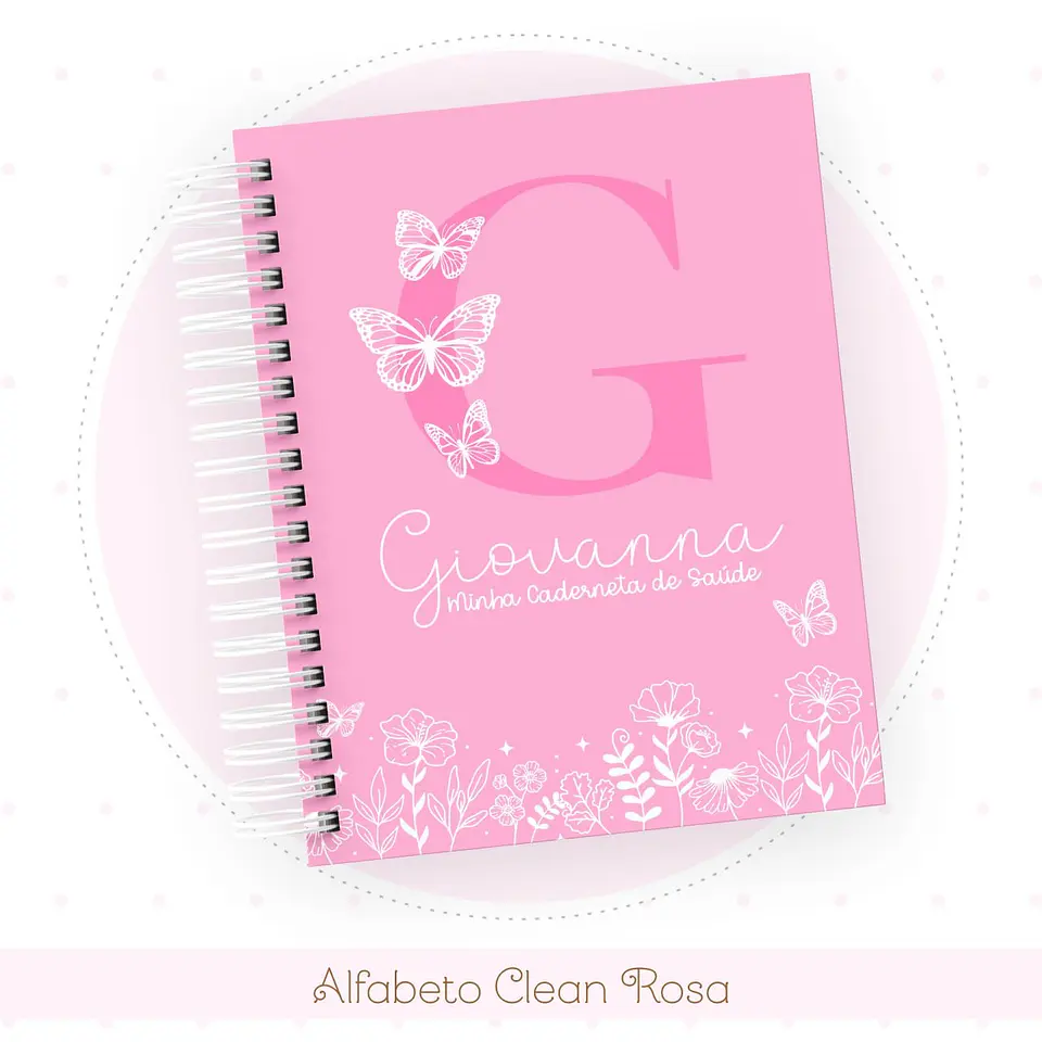 Caderneta e Livro do bebe Alfabeto Clean Borboleta Rosa 3