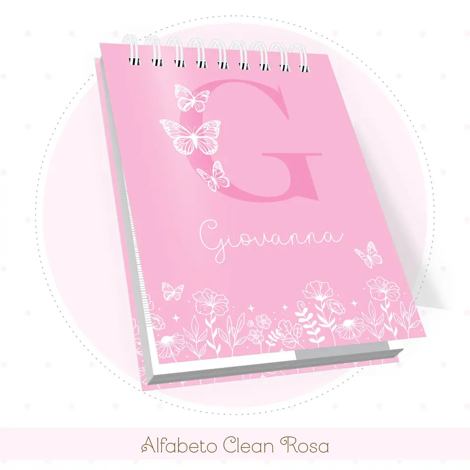 Caderneta e Livro do bebe Alfabeto Clean Borboleta Rosa 4