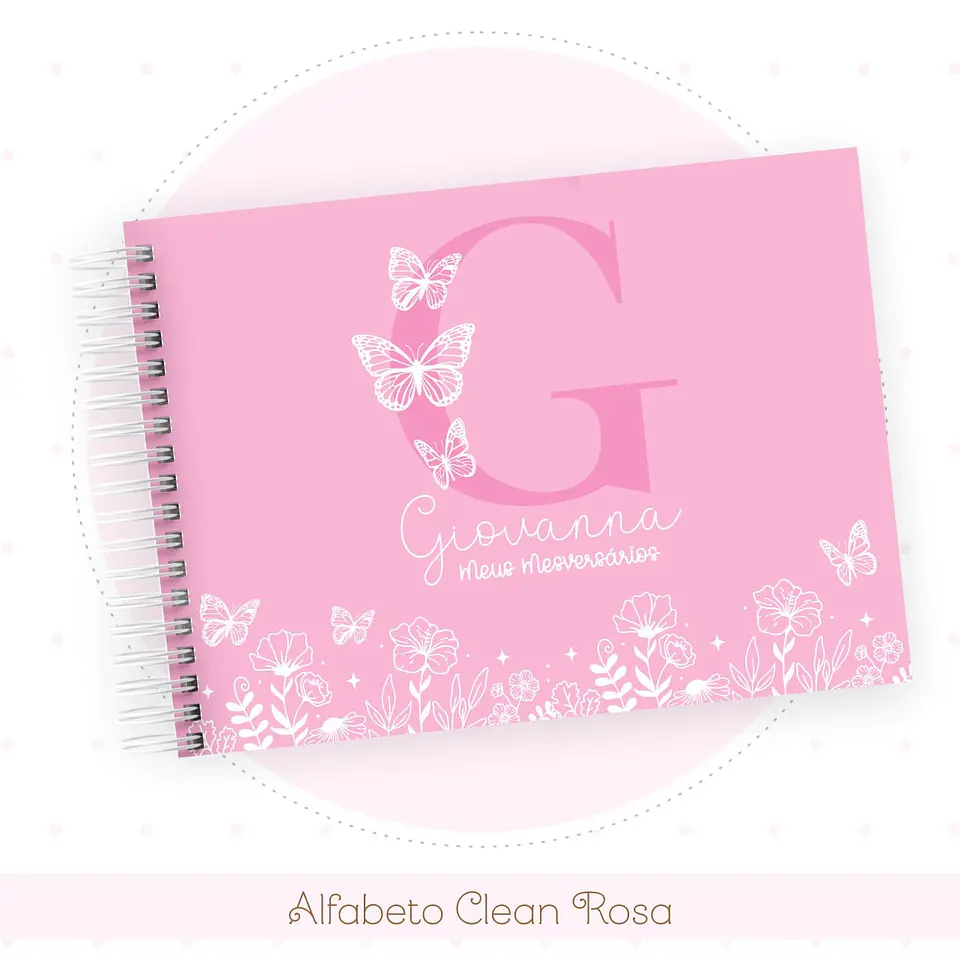 Caderneta e Livro do bebe Alfabeto Clean Borboleta Rosa 6