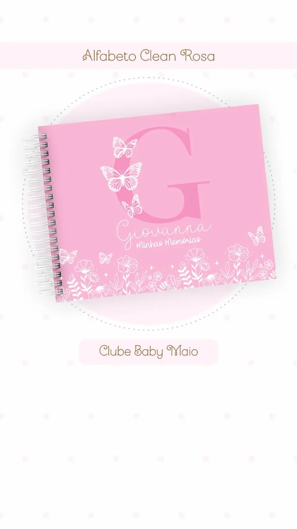 Caderneta e Livro do bebe Alfabeto Clean Borboleta Rosa 9