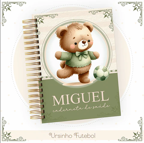 Caderneta e Livro do bebe Ursinho Futebol