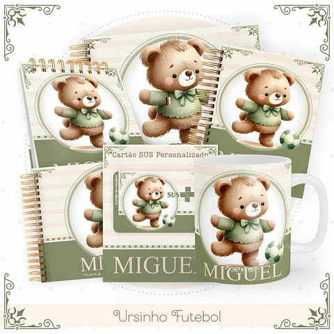 Caderneta e Livro do bebe Ursinho Futebol