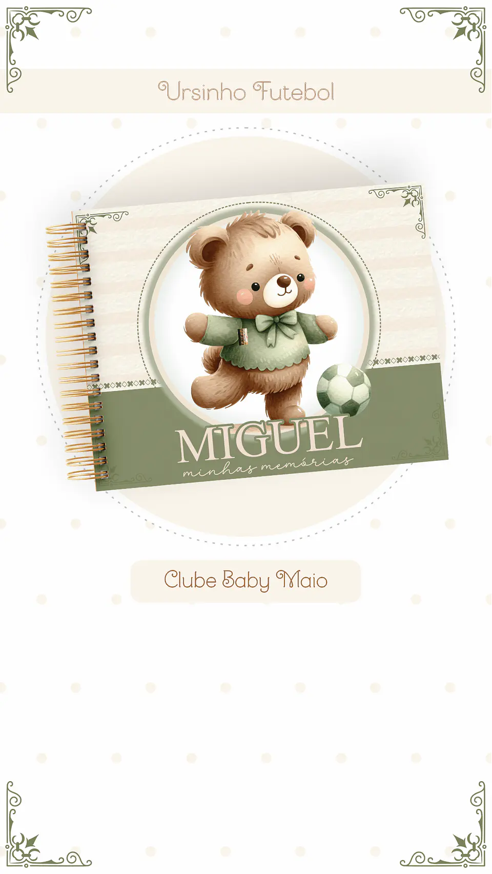 Caderneta e Livro do bebe Ursinho Futebol 13