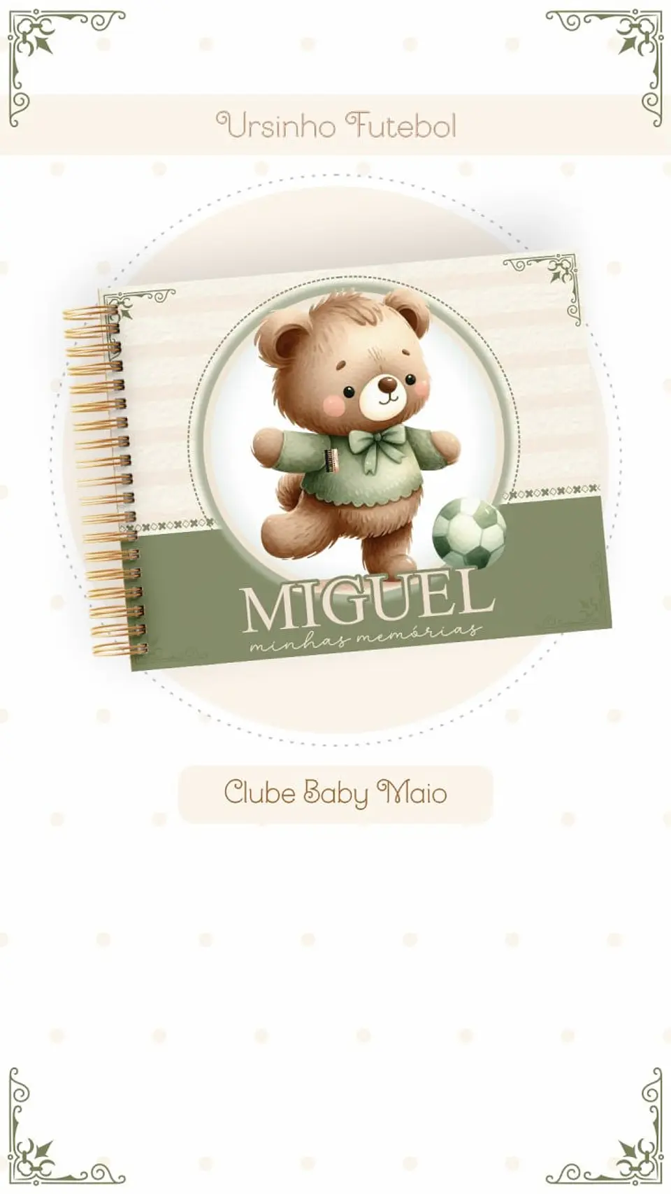 Caderneta e Livro do bebe Ursinho Futebol 19