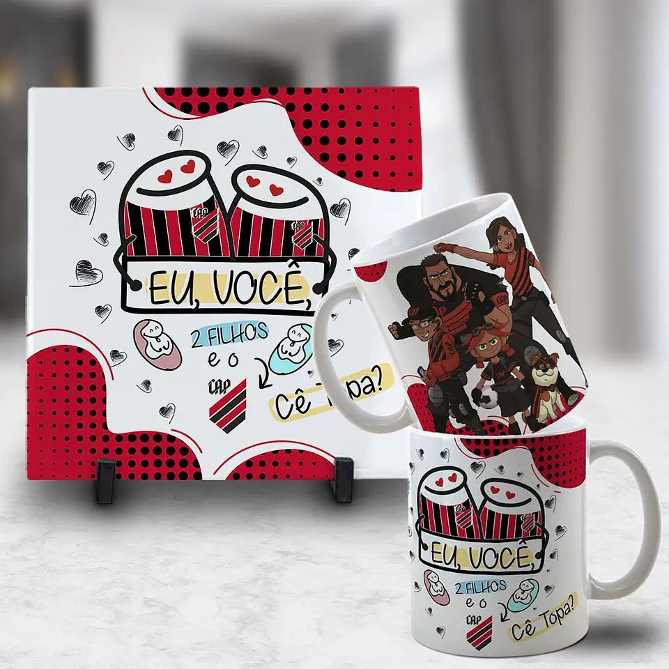 Arquivo Digital Kit Caneca + Azulejo Mascotes Time Dia dos Namorados 2