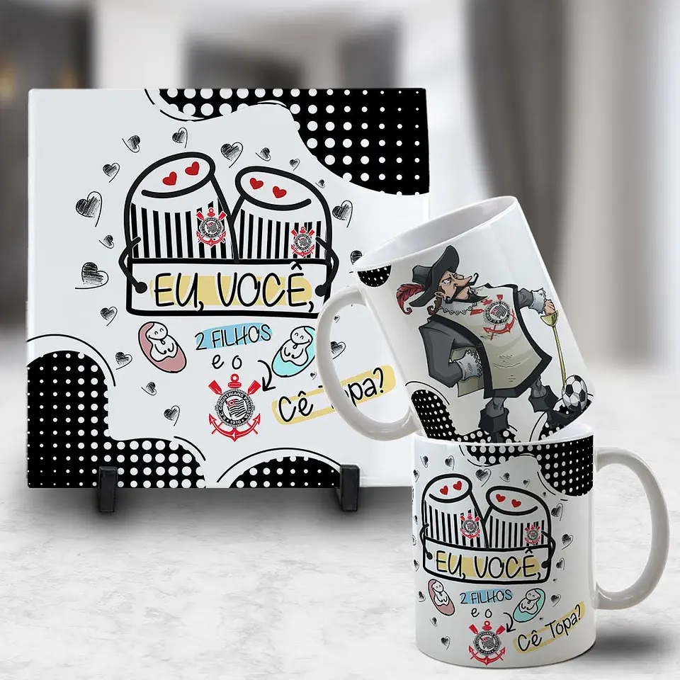 Arquivo Digital Kit Caneca + Azulejo Mascotes Time Dia dos Namorados 5