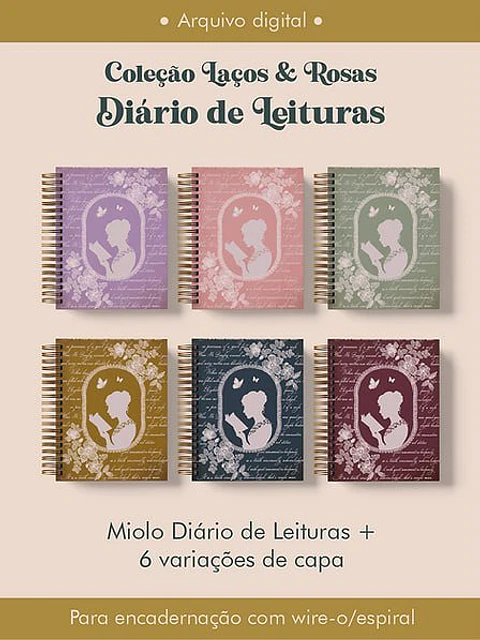 Diário de Leituras Coleção Laços e Rosas Wire-o