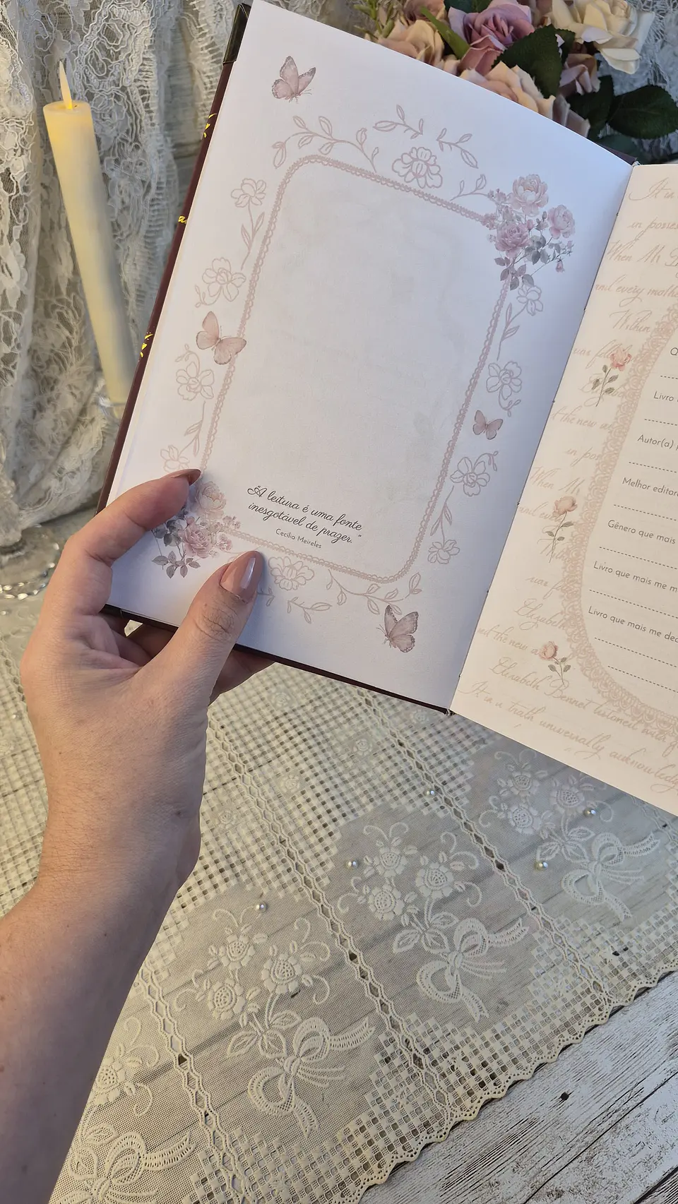 Diário de Leitura Coleção Laços e Rosas Costura 20
