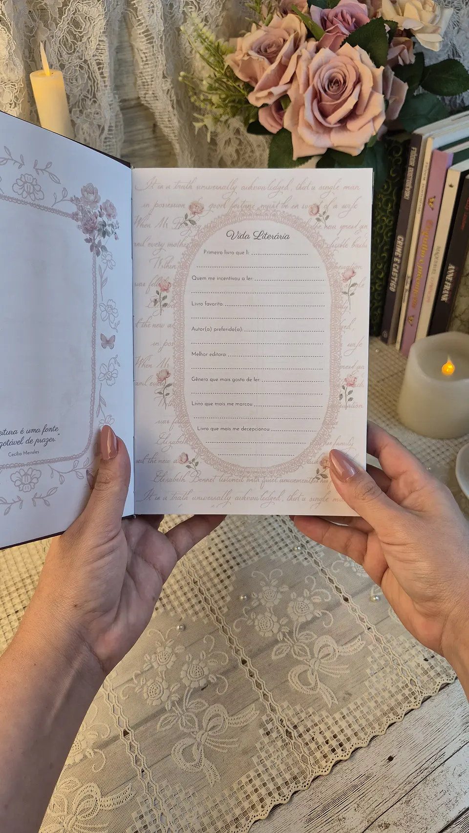 Diário de Leitura Coleção Laços e Rosas Costura 26