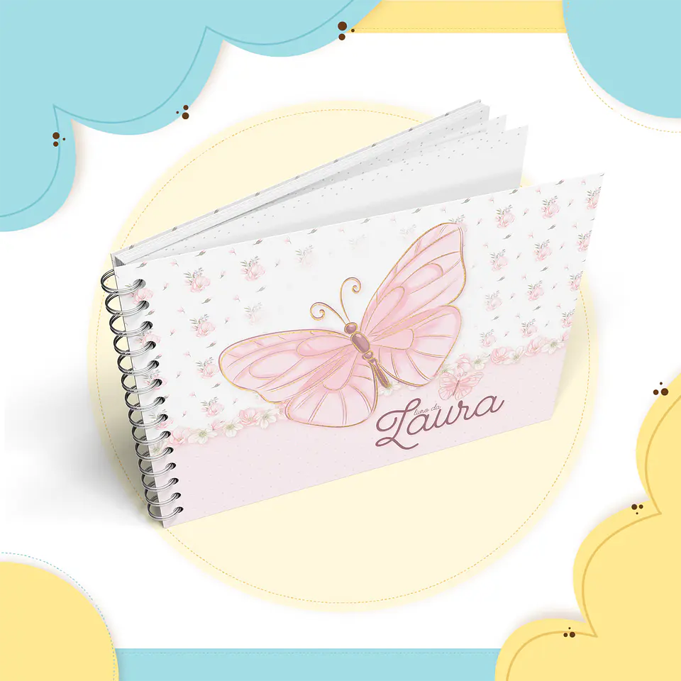 Caderneta Vacinação Álbum Bebe Borboleta Arquivo Digital 3