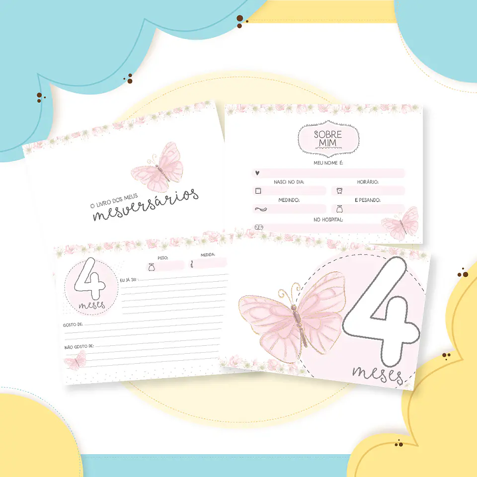 Caderneta Vacinação Álbum Bebe Borboleta Arquivo Digital 7