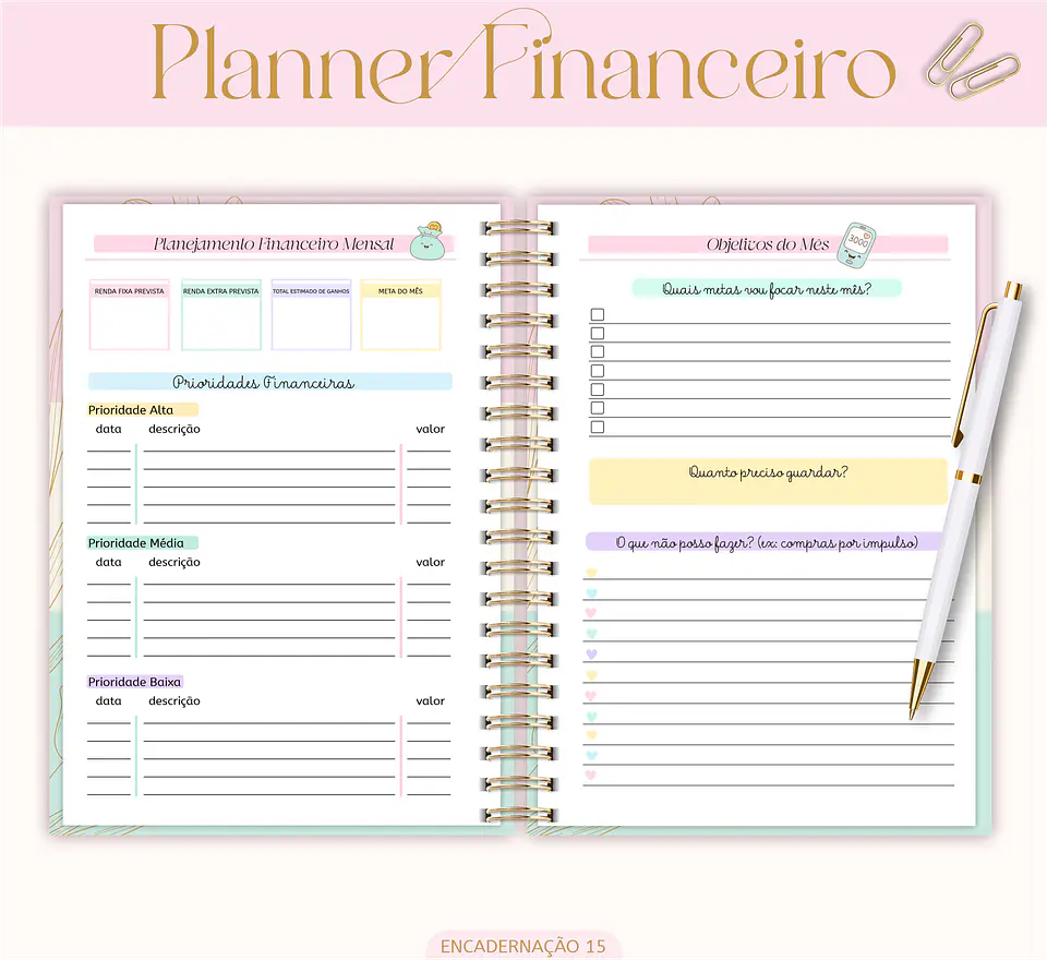 Planner Financeiro 2026 e 2027 Arquivo Digital 3