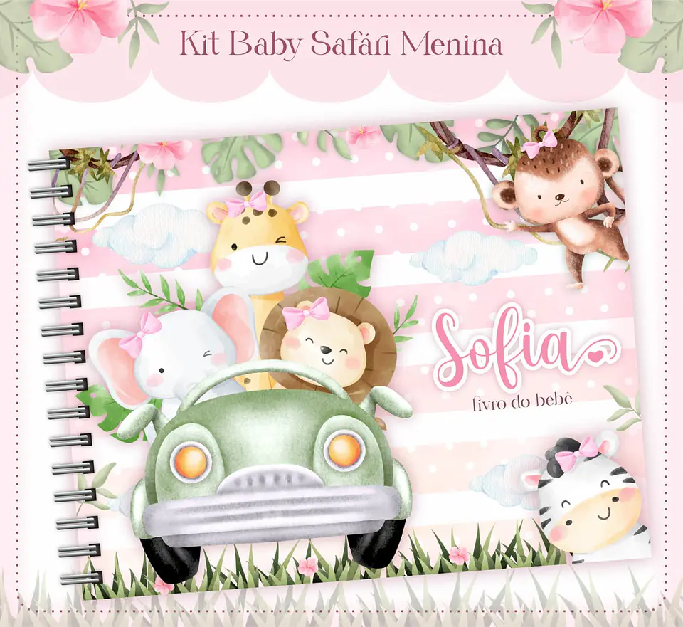 Arquivo Digital Caderneta e Livro Bebê Safari Menina 2