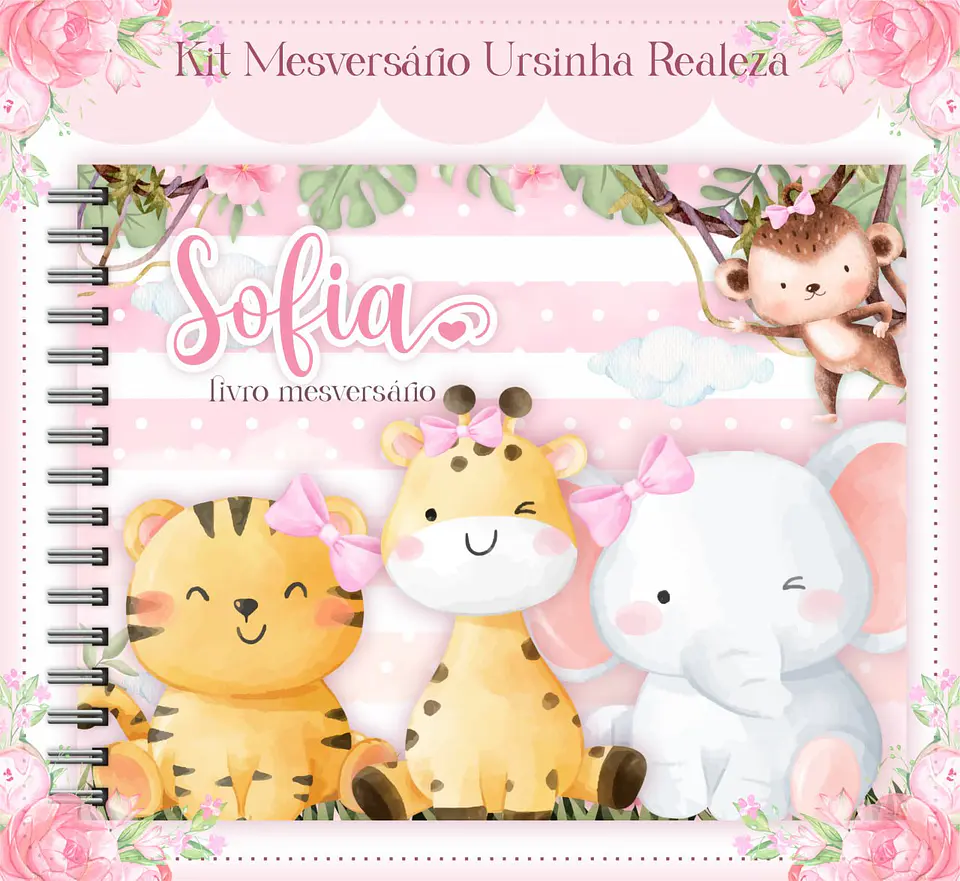 Arquivo Digital Caderneta e Livro Bebê Safari Menina 7