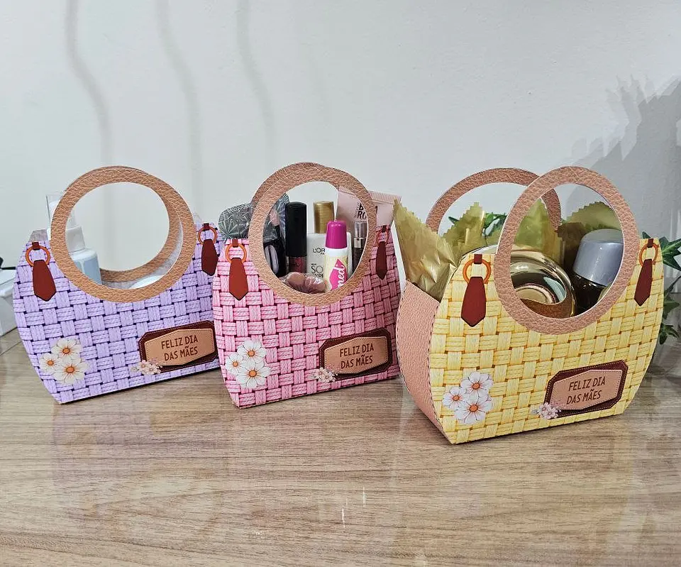 3 Bolsas com alça M 18x17x6 cm Dia das Mães 1
