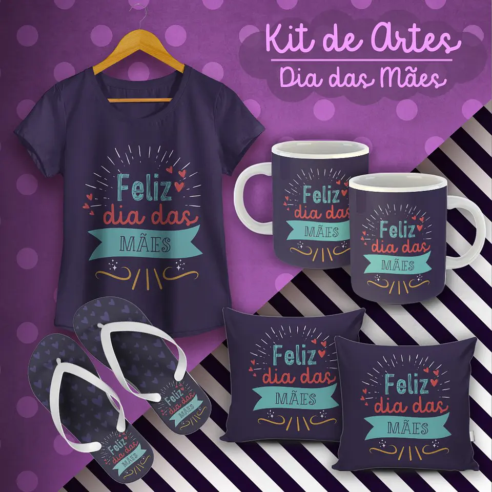 Kit de Artes Canecas e Camisetas Dia das Mães 6