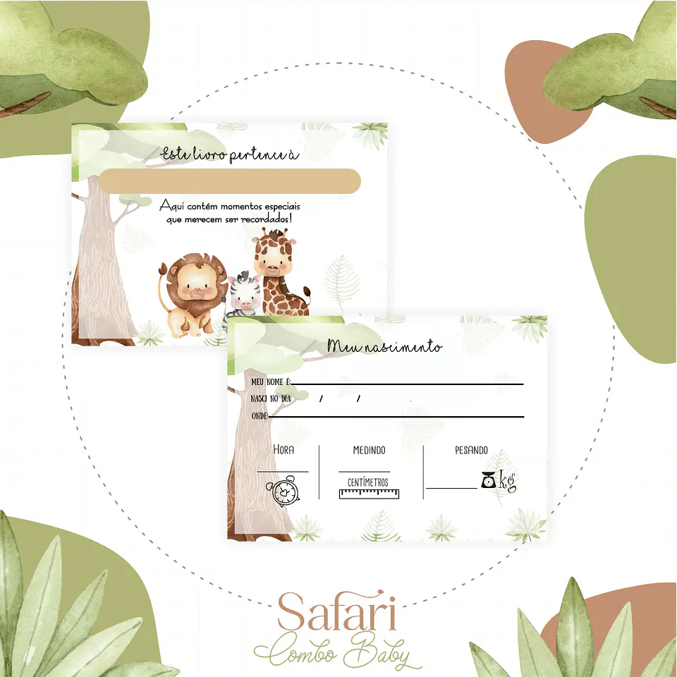 Safari Maternidade Caderneta Vacina/Livro Bebê 3