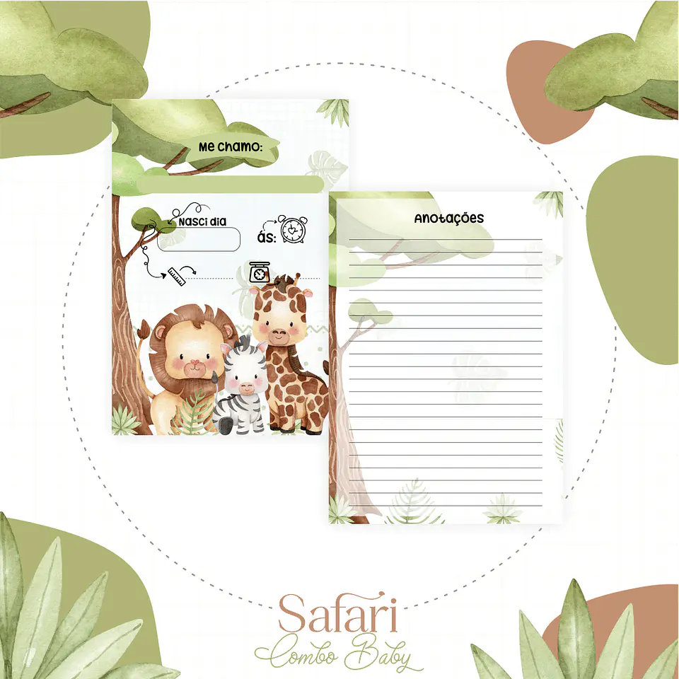 Safari Maternidade Caderneta Vacina/Livro Bebê 6