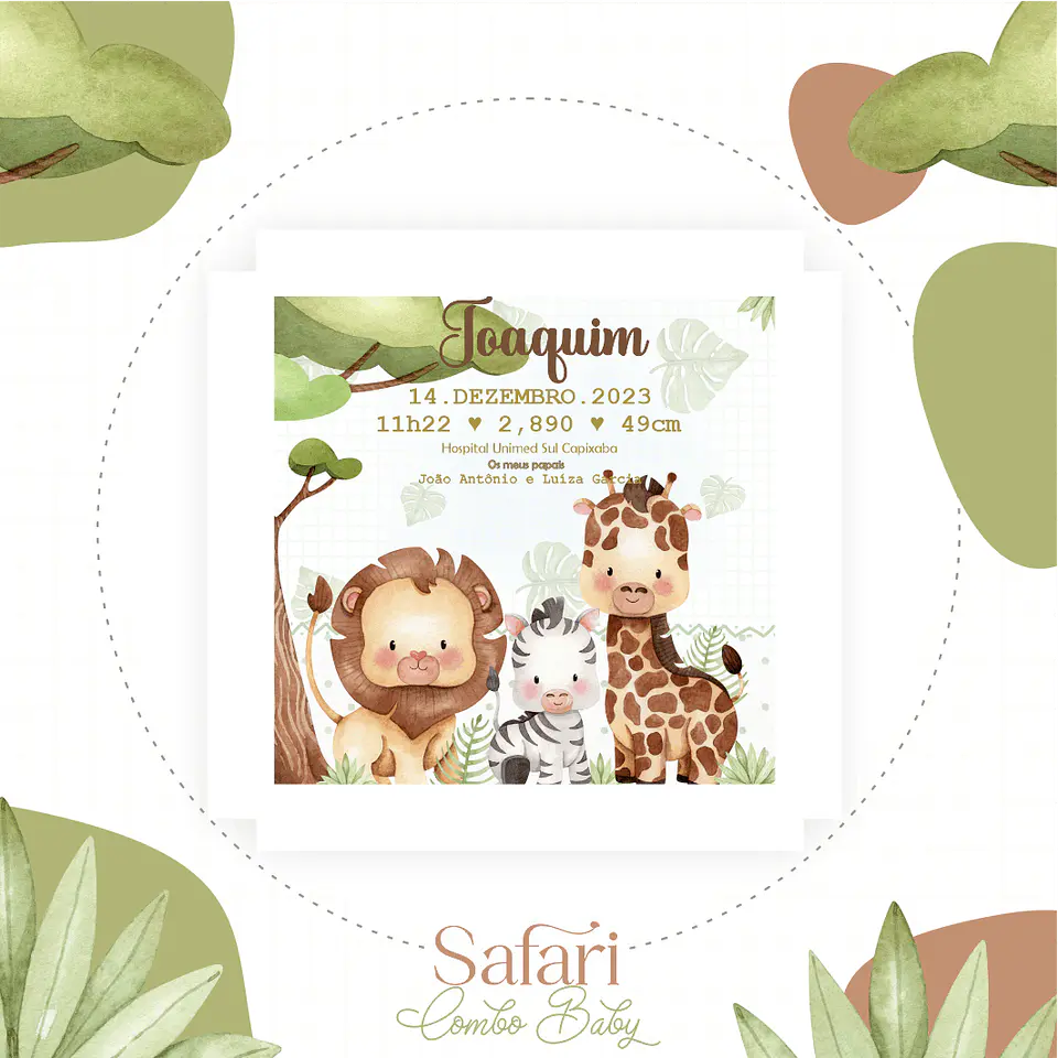 Safari Maternidade Caderneta Vacina/Livro Bebê 8