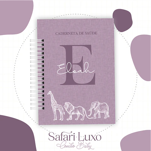 Safari Lilás Maternidade Caderneta Vacina/Livro Bebê