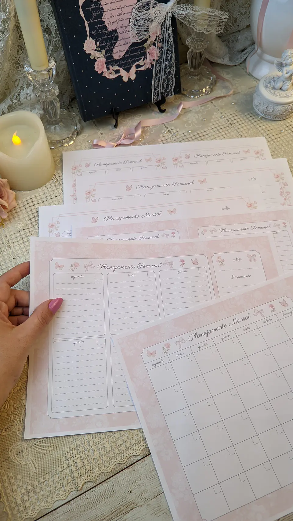 Arquivo Digital Coleção Laços e Rosas Planejadores Mensal e Semanal 4