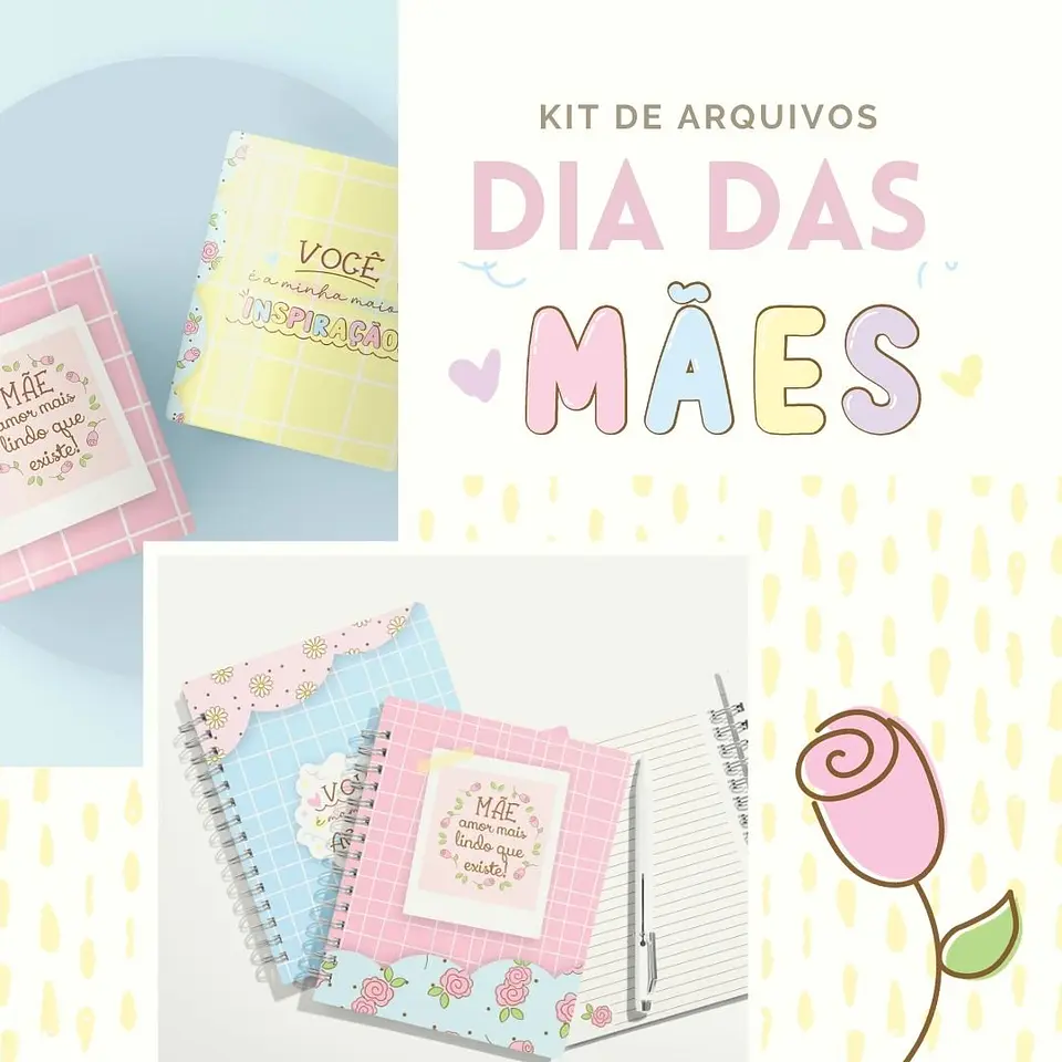 Arquivo Digital Combo Cadernos + Canecas Dia das Mães 1