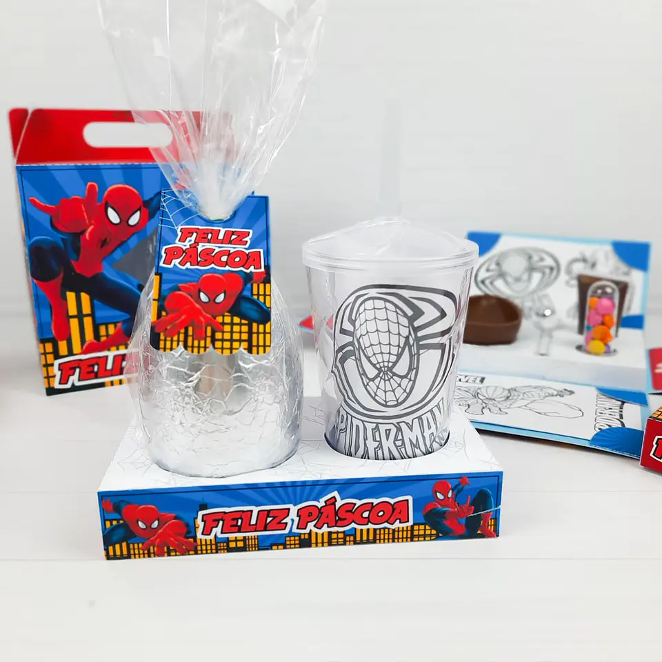Mini Confeiteiro e Kit Completo Homem Aranha Pascoa Arquivo Digital 16