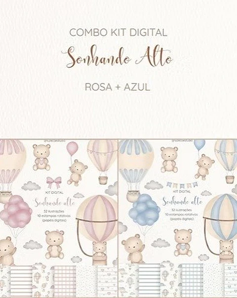 Arquivo Combo Kit Digital Sonhando Alto Rosa + Azul